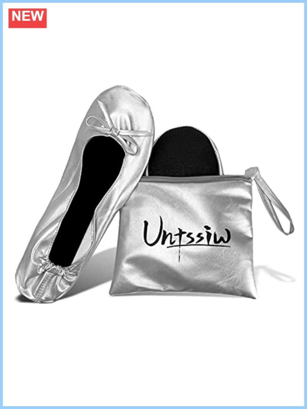 Women's Foldable Ballet Flats Roll Up Portable Travel Slippers with Pouch